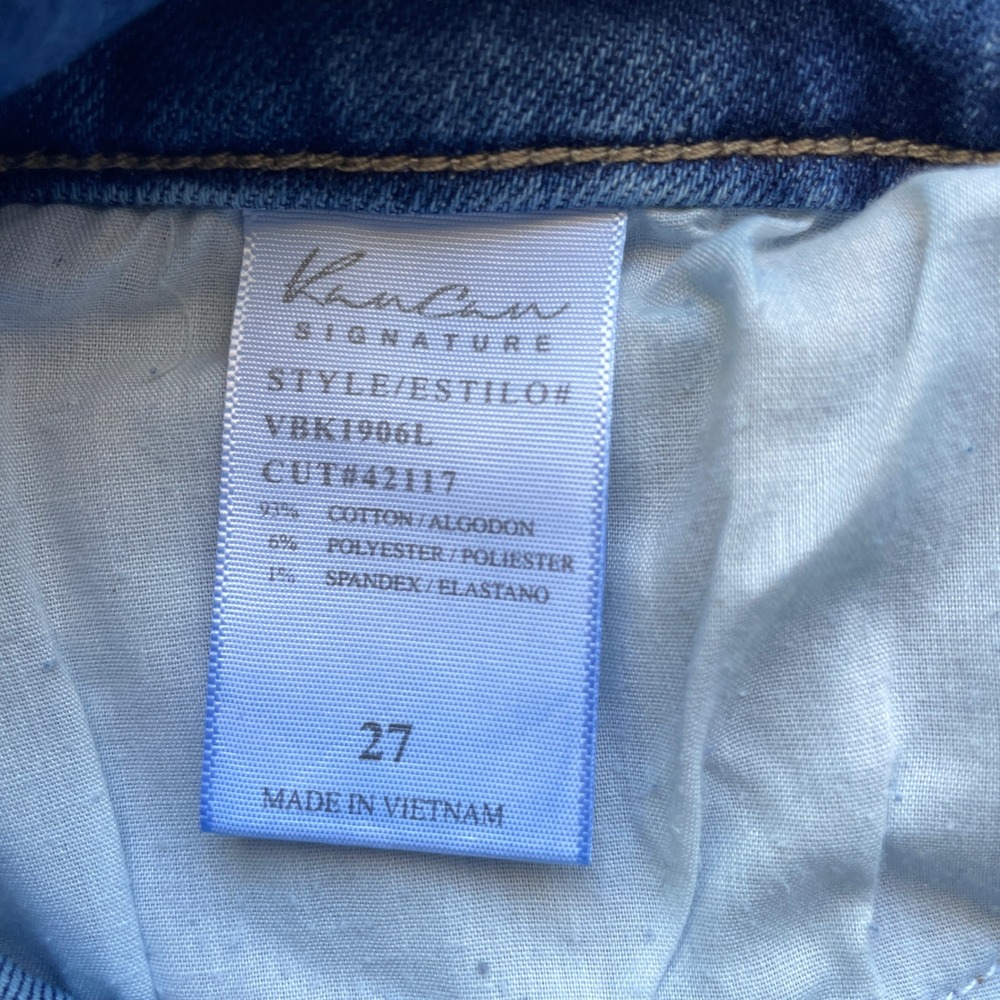 Kancan High Rise Super Flare Jeans Womens Size 27 Frayed Hem Medium Wash Retro - Picture 4 of 11